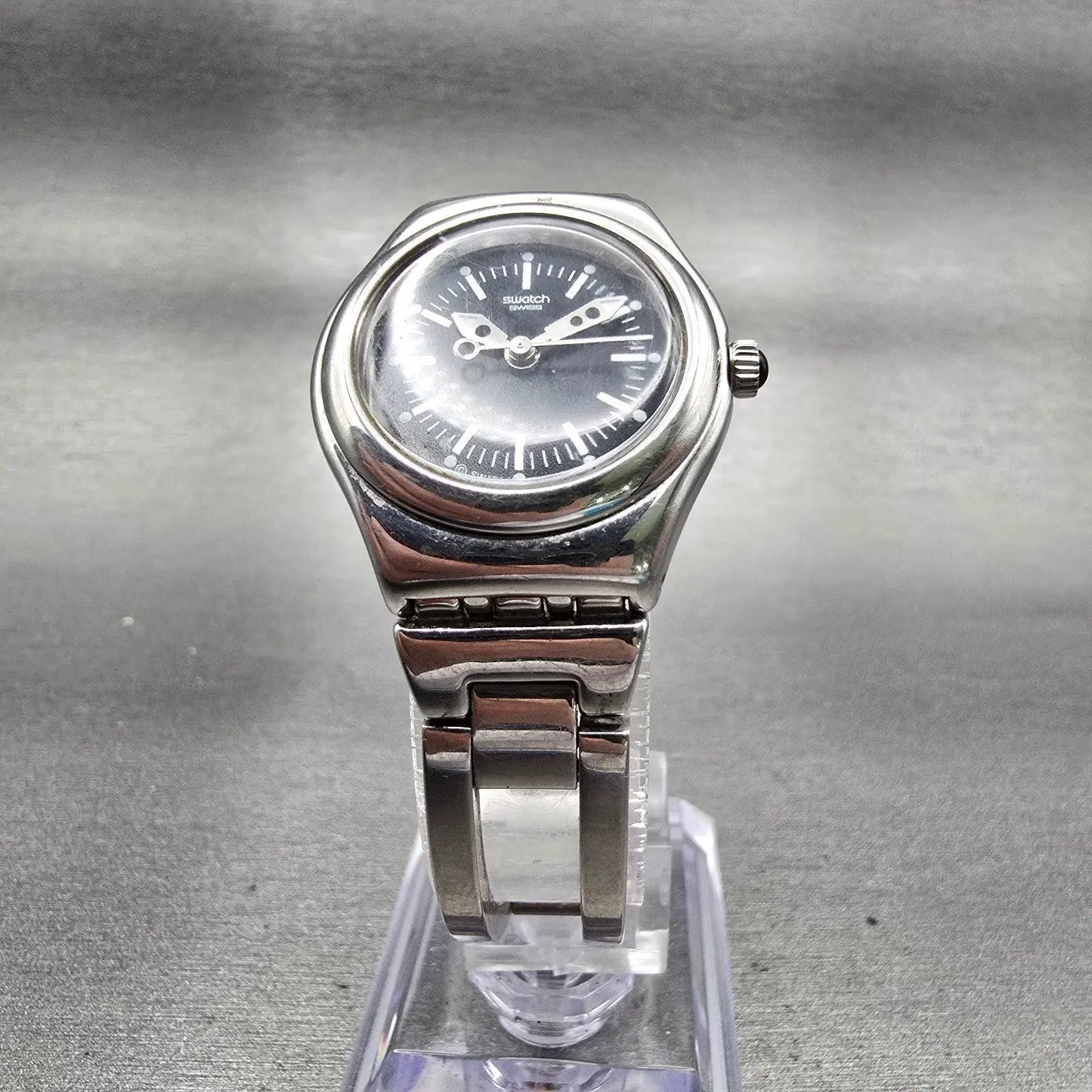 Swatch Irony FRIVOLE Watch Women 24mm Black Dial Silver Round YSS112G New Batt5