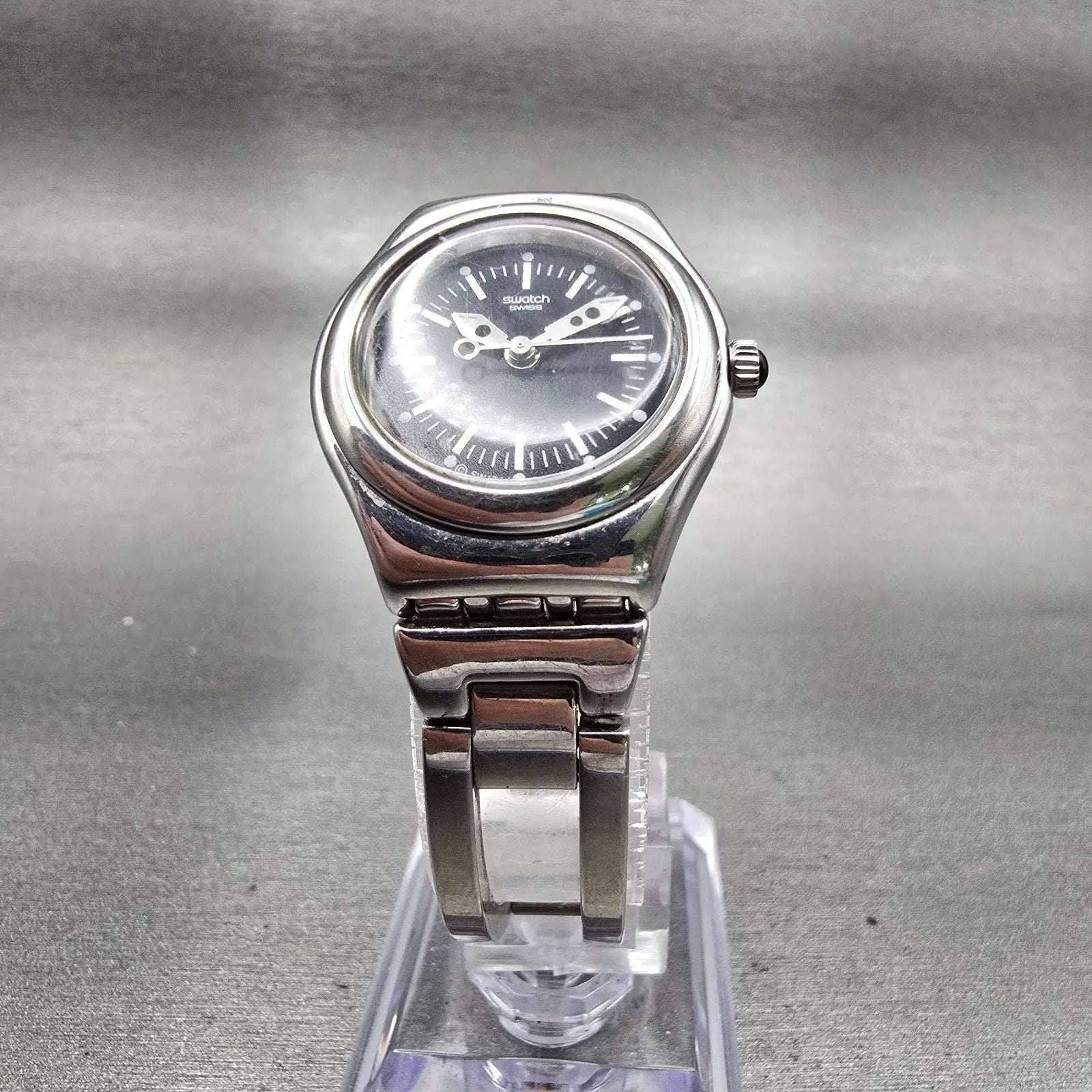 Swatch Irony FRIVOLE Watch Women 24mm Black Dial Silver Round YSS112G New Batt5