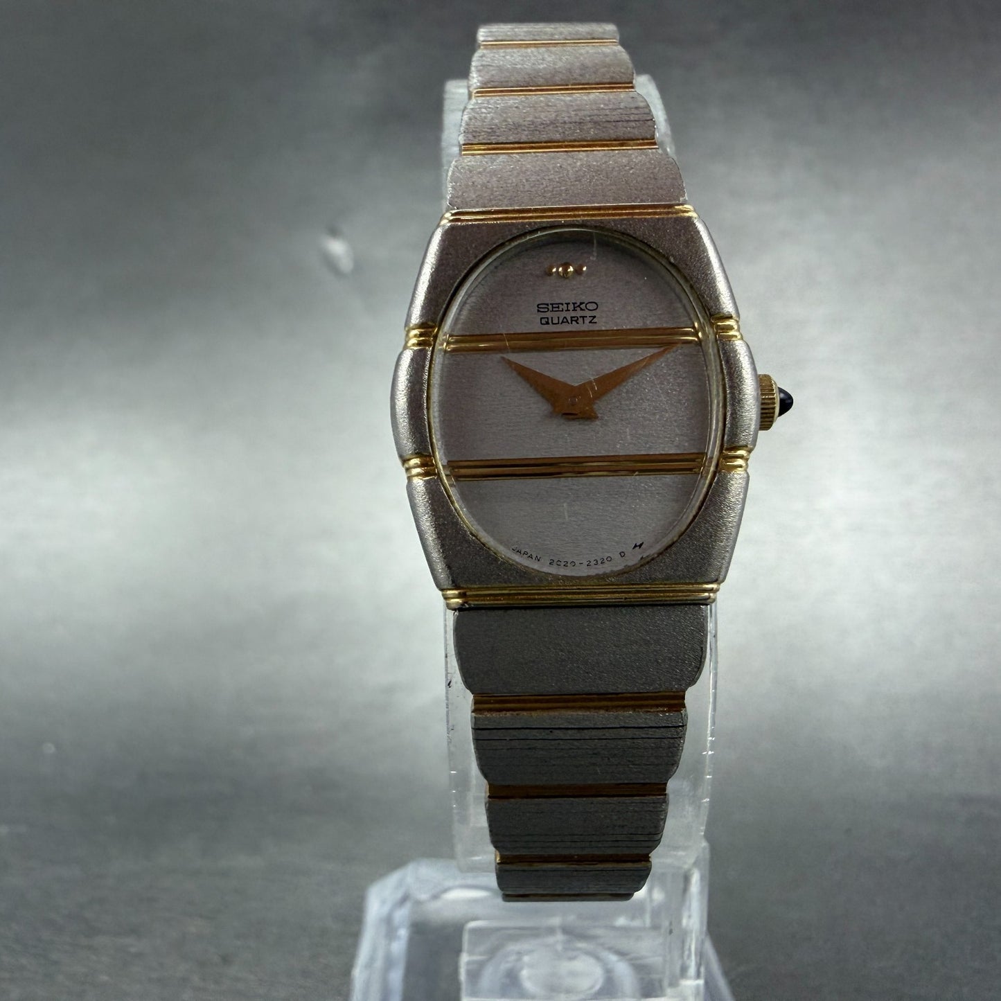Seiko Watch Women 19mm Silver Dial Two Tone Oval 2C20-6060 New Battey Vintage5