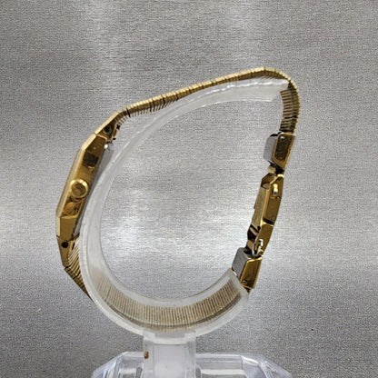 VTG Seiko Watch Women 12mm Gold Dial Gold Tone Rectangle 13205049 New Battery6