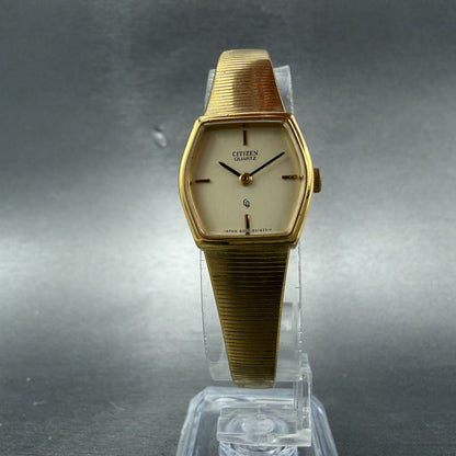 Citizen CQ Watch Women 19mm Champagne Dial Gold Tone Hexagon New Battery5