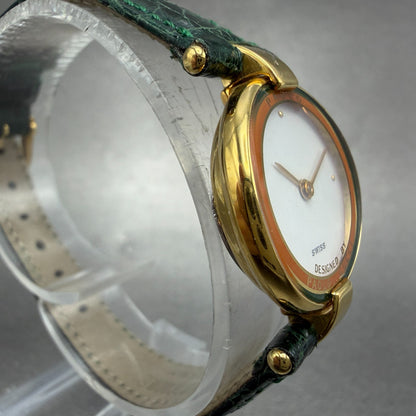 Paolo Gucci Watch Women 24mm White Dial Gold Tone Round New battery NOS VTG3