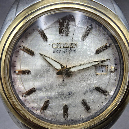 Citizen Eco-Drive Watch Men 39mm White Dial Two Tone Date F810-S005353 Runs1