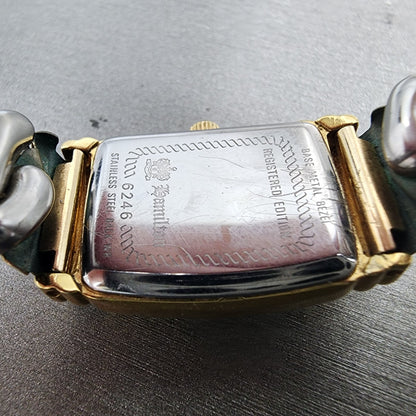 Hamilton Benton Tank Watch Women 19mm Silver Dial Gold Tone Rectangle New Batt9