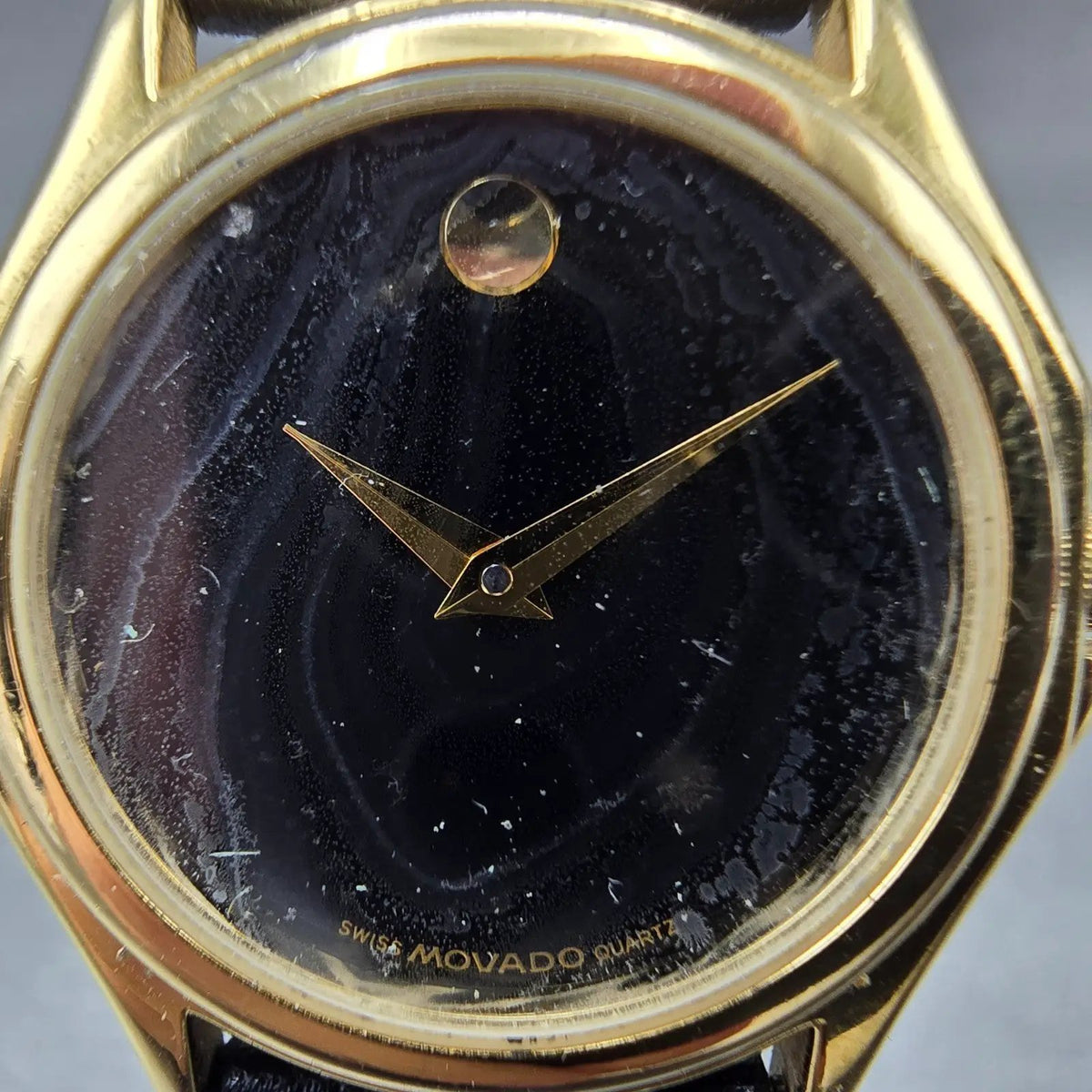Movado Museum Watch Women 28mm Black Dial Gold Tone Round 87 E4 0823 PARTS 122