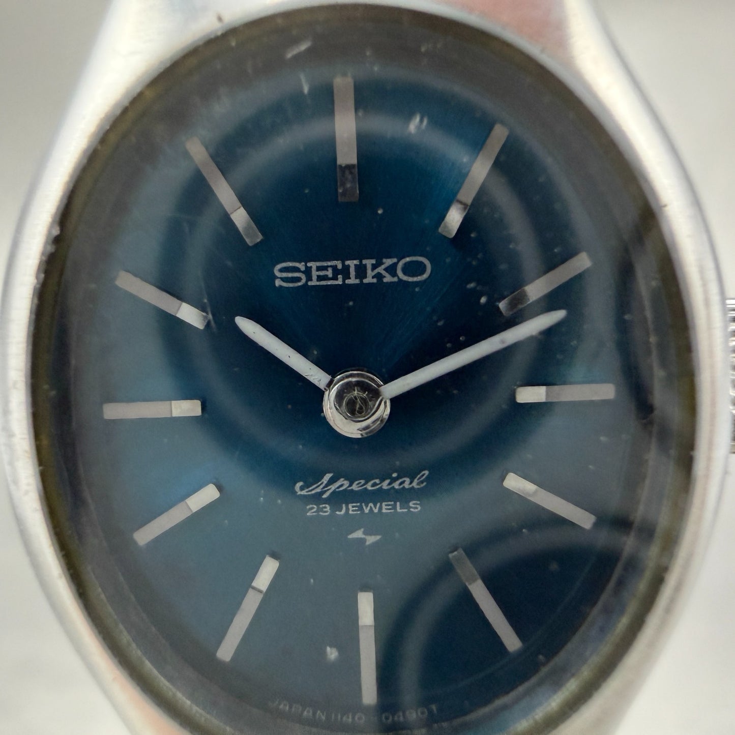 Seiko Special Watch Women 19mm Blue Dial Silver Tone Oval 1140-7170 Runs1