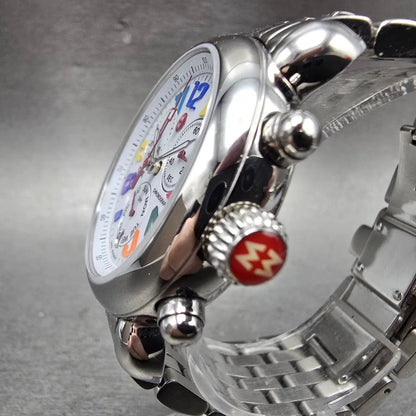 Michele CSX Carousel Chronograph Watch Women 36mm White Dial Steel Dayate NewBat3
