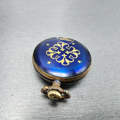 Seiko Pendent Watch Women 23mm Blue Dial Gold & Blue Tone Manual 210380 Runs9