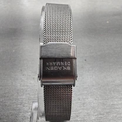 Skagen Denmark Watch Women 28mm Silver Dial Two Tone Date Round 16SGS New Batt7