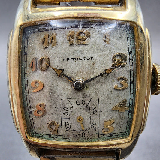 VTG Hamilton Scott Watch Men 27mm Cream Dial 10K Gold Filled Cal 987 Runs