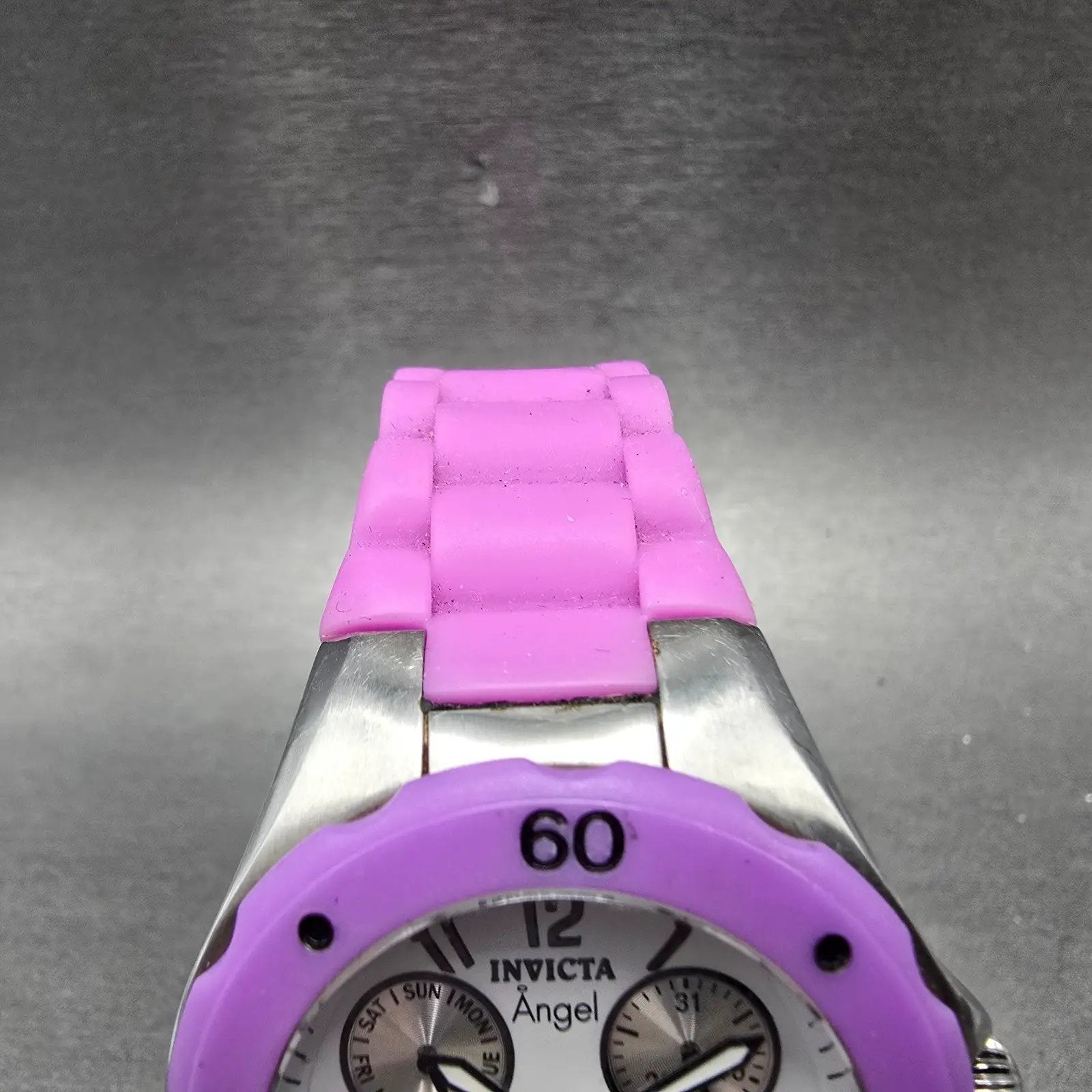 Invicta Angel Dive Watch Women 38mm White Dial Steel Purple Daydate 0698 New Bat4