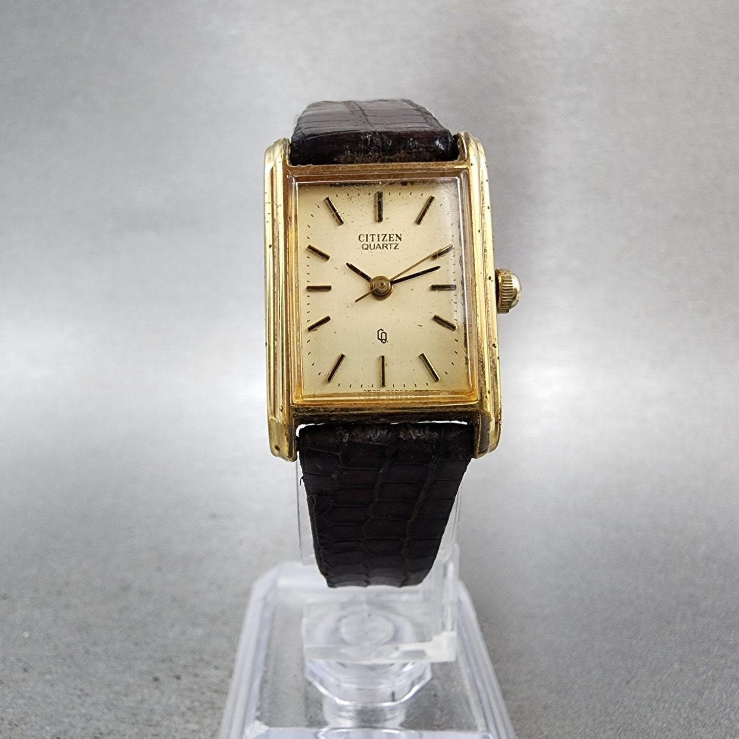 Citizen CQ Tank Watch Women 19mm Champagne Dial Gold Tone 7530041909 NewBattery5