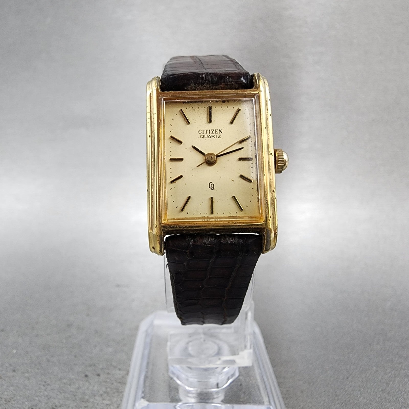 Citizen CQ Tank Watch Women 19mm Champagne Dial Gold Tone 7530041909 NewBattery5