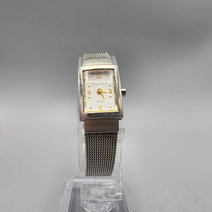 SKagen Tank Watch Women Silver Tone Silver Dial 14mm Rectangle 490SGS New Batt