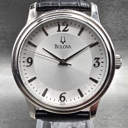 Bulova Watch Men 38mm Silver Dial Silver Tone Round 96A28 New Battery1