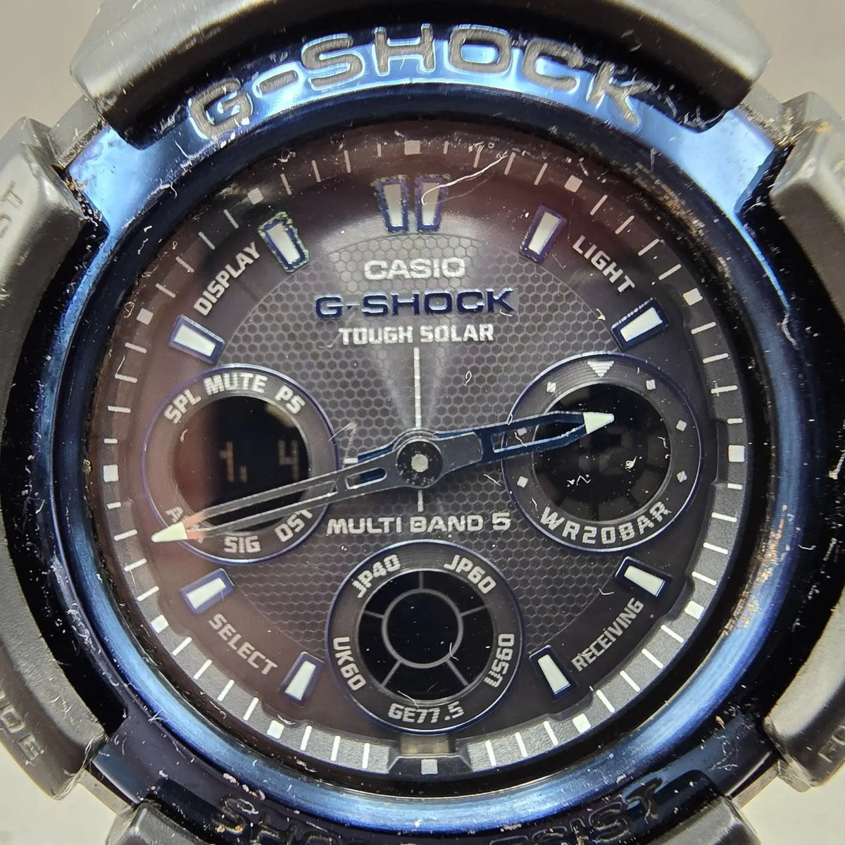 Casio G-Shock AWG-M100BC Watch Men 47mm Black Blue Alarm Chrono Solar READ!!!!!!1
