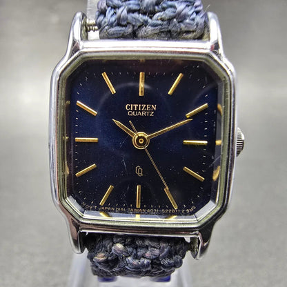 Citizen CQ Watch Women 21mm Blue Dial Silver Tone Rectangle 4031-S60414 New Bat0