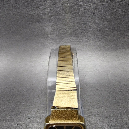 Seiko Tank Watch Women 18mm Brown Dial Gold Rectangle 2320-5229 New Battery VTG4