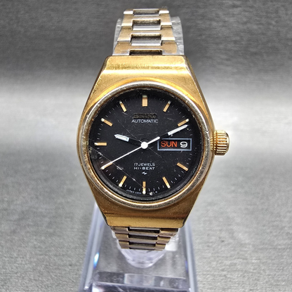 Seiko Automatic Watch Women 24mm Black Dial Gold Tone Daydate 2206-0770 Works JP0