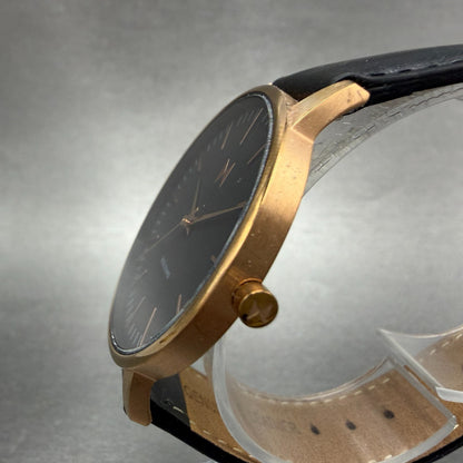 MVMT Boulevard Watch Women 38mm Black Dial Rose Gold Tone Leather New Battery T2