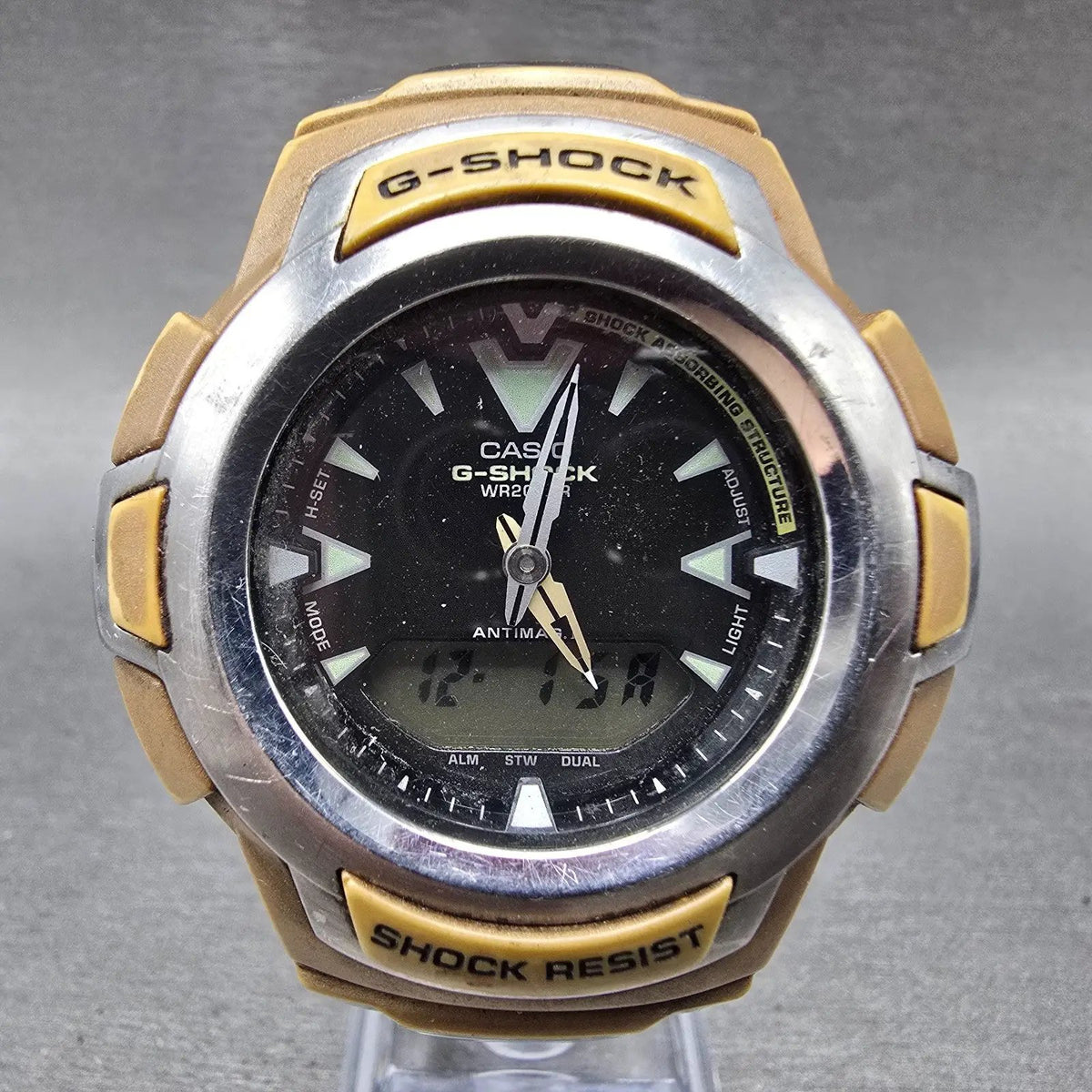Casio G-Shock G-200 Watch Men 47mm Brown Silver Alarm Chronograph New battery0