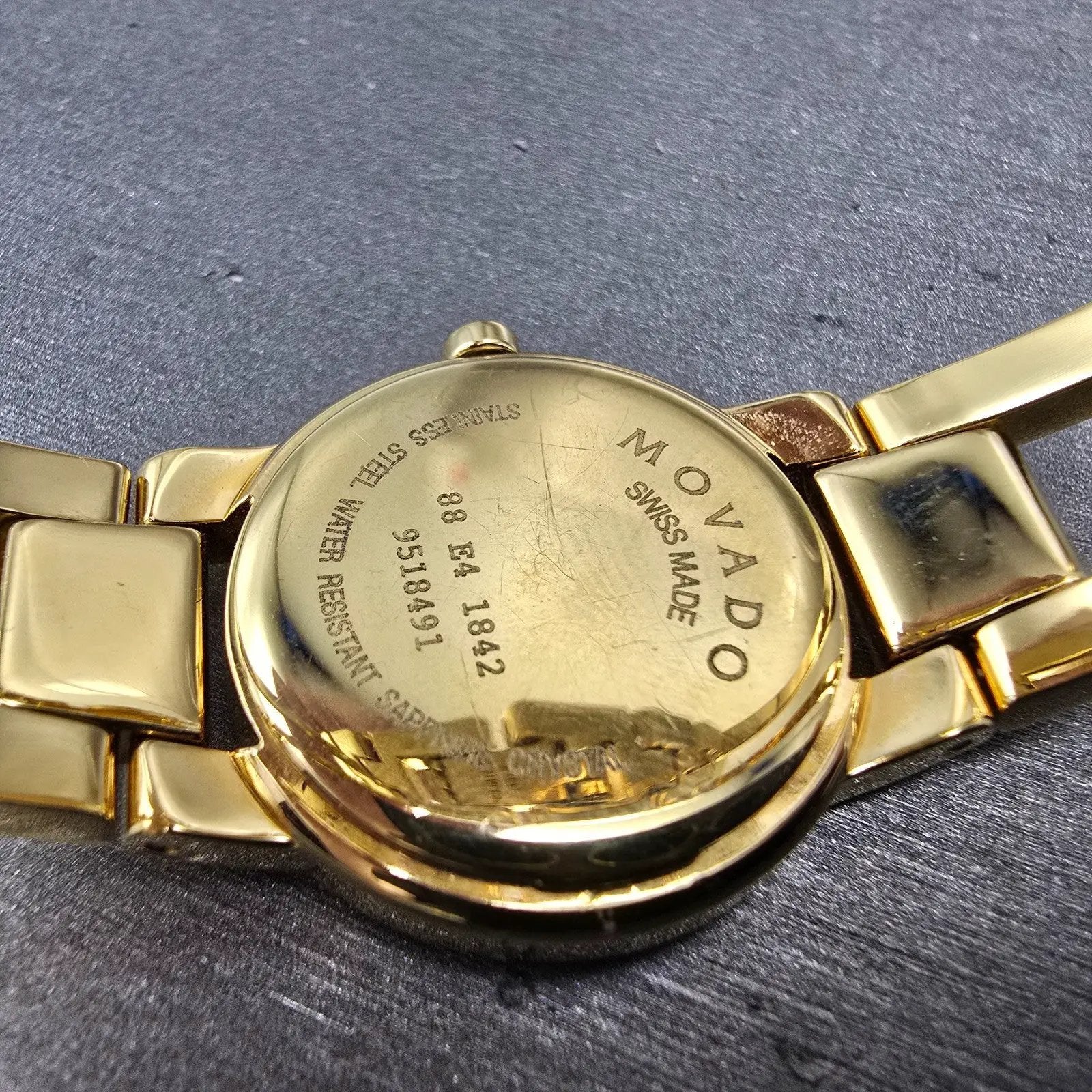 Movado Amorosa Watch Women 24mm Black Dial Gold Diamond Accents New Battery JKJ9