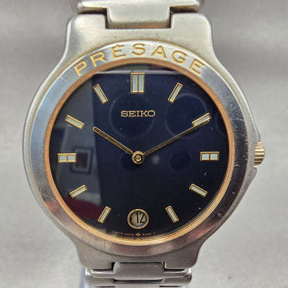 Seiko Presage Watch Men 32mm Blue Dial Two Tone Date Round 9539-6010 New Battery1
