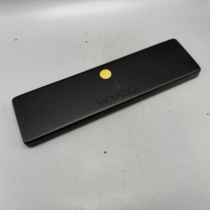 Movado Presentation Watch Box Case Black Faux Leather Gold Rectangle 1990s 80s0