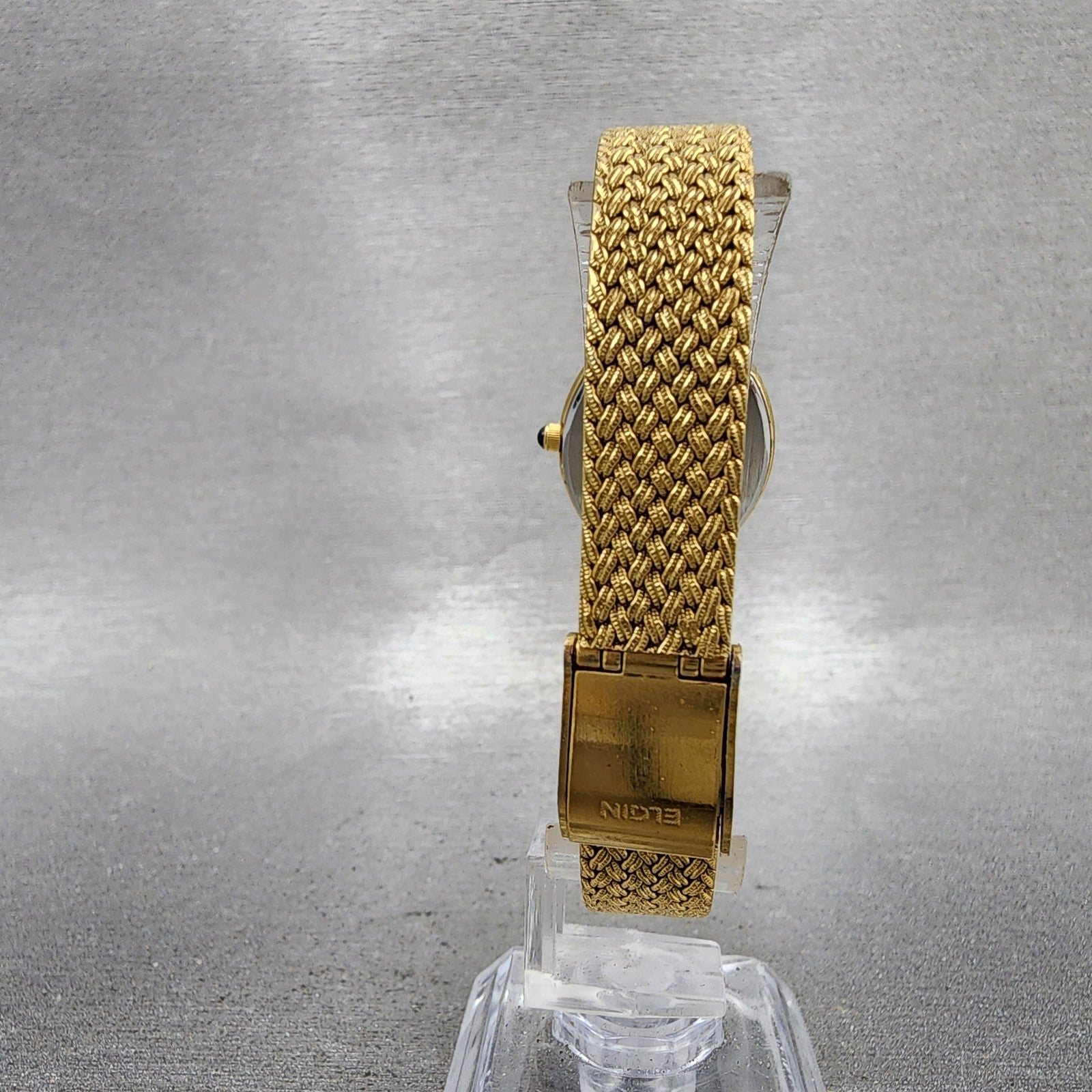 Elgin Watch Women 22mm Gold Dial Gold Tone Rectangle FK267 New Battery VTG7