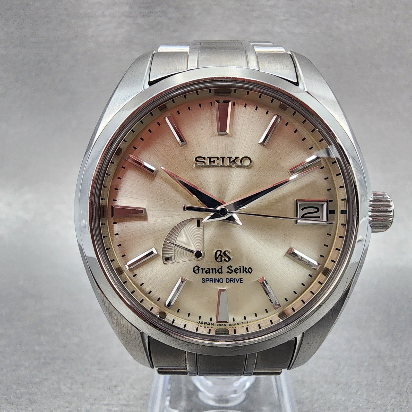 Grand Seiko SBGA001 Watch Men 40mm Champagne Dial Date Steel Date Full Set1