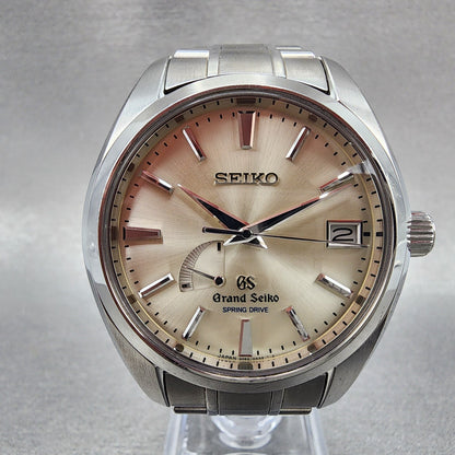 Grand Seiko SBGA001 Watch Men 40mm Champagne Dial Date Steel Date Full Set1