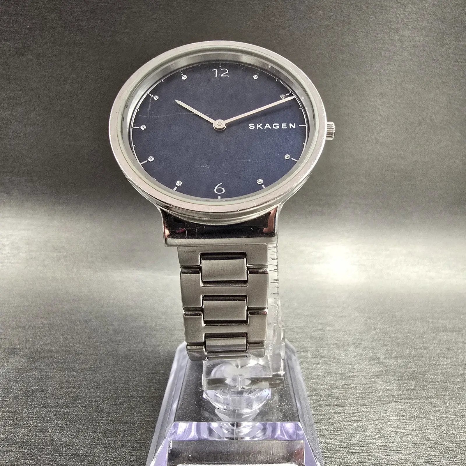 Skagen Ancher Watch Women 34mm Blue Dial Silver Tone Round SKW2606 New Battery5