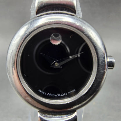 Movado Harmony Watch Women 23mm Black Dial Silver Tone 84 A1 809 A New Battery1