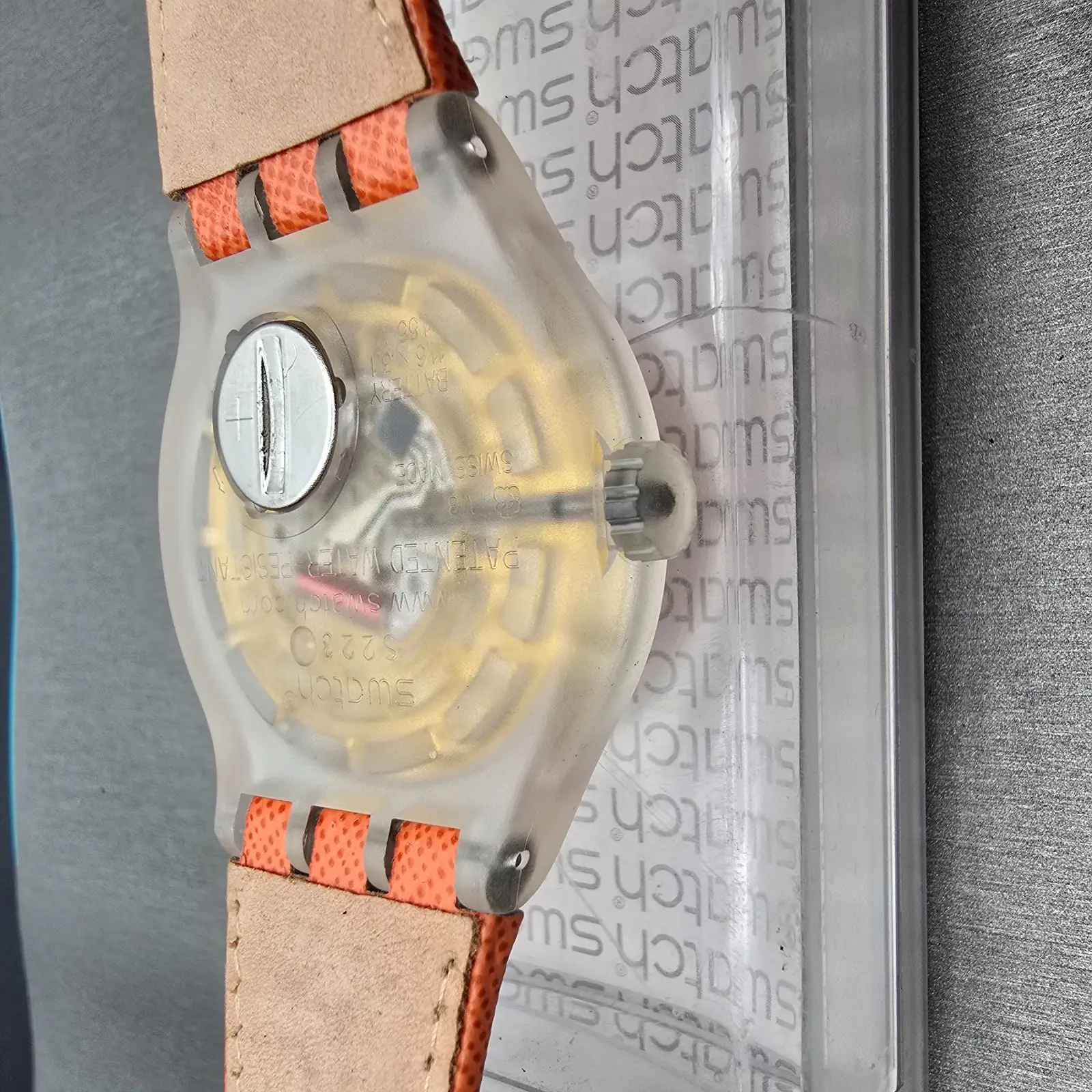 Swatch Squeezed Pumpkin Watch Men 44mm Orange Dial Clear Case SUDK102 New Batt10