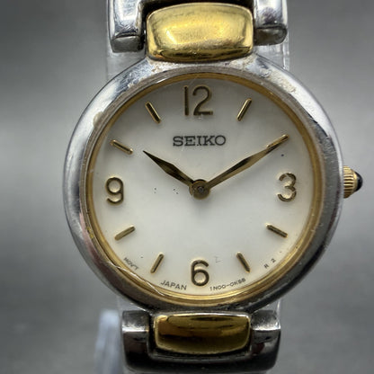 Seiko Watch Women 20mm MOP Dial Two Tone Round Bracelet 1N00-0GR0 New Battery1