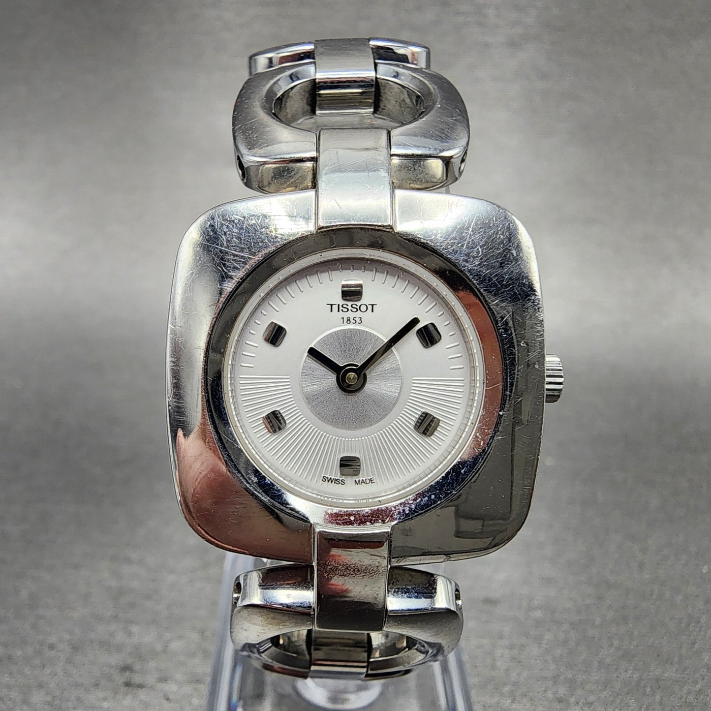 Tissot OdaciT Watch Women 26mm White Dial Stainless Steel Square New Battery0