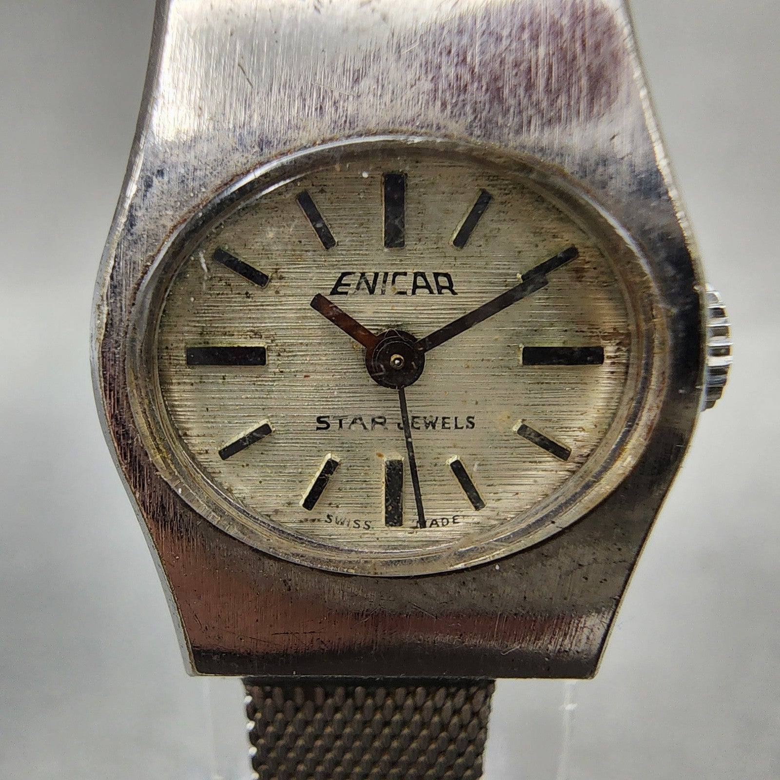 Enicar Star Watch Women 18mm Silver Dial Silver Tone Manual Wind PARTS2