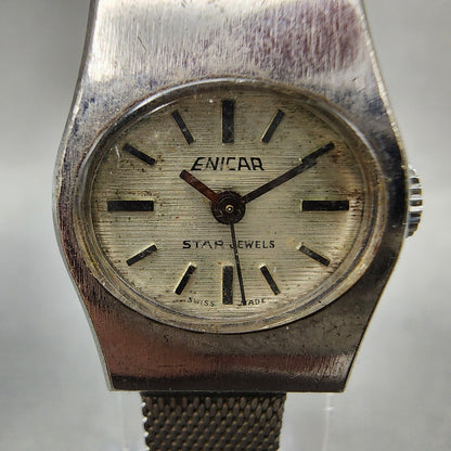 Enicar Star Watch Women 18mm Silver Dial Silver Tone Manual Wind PARTS2