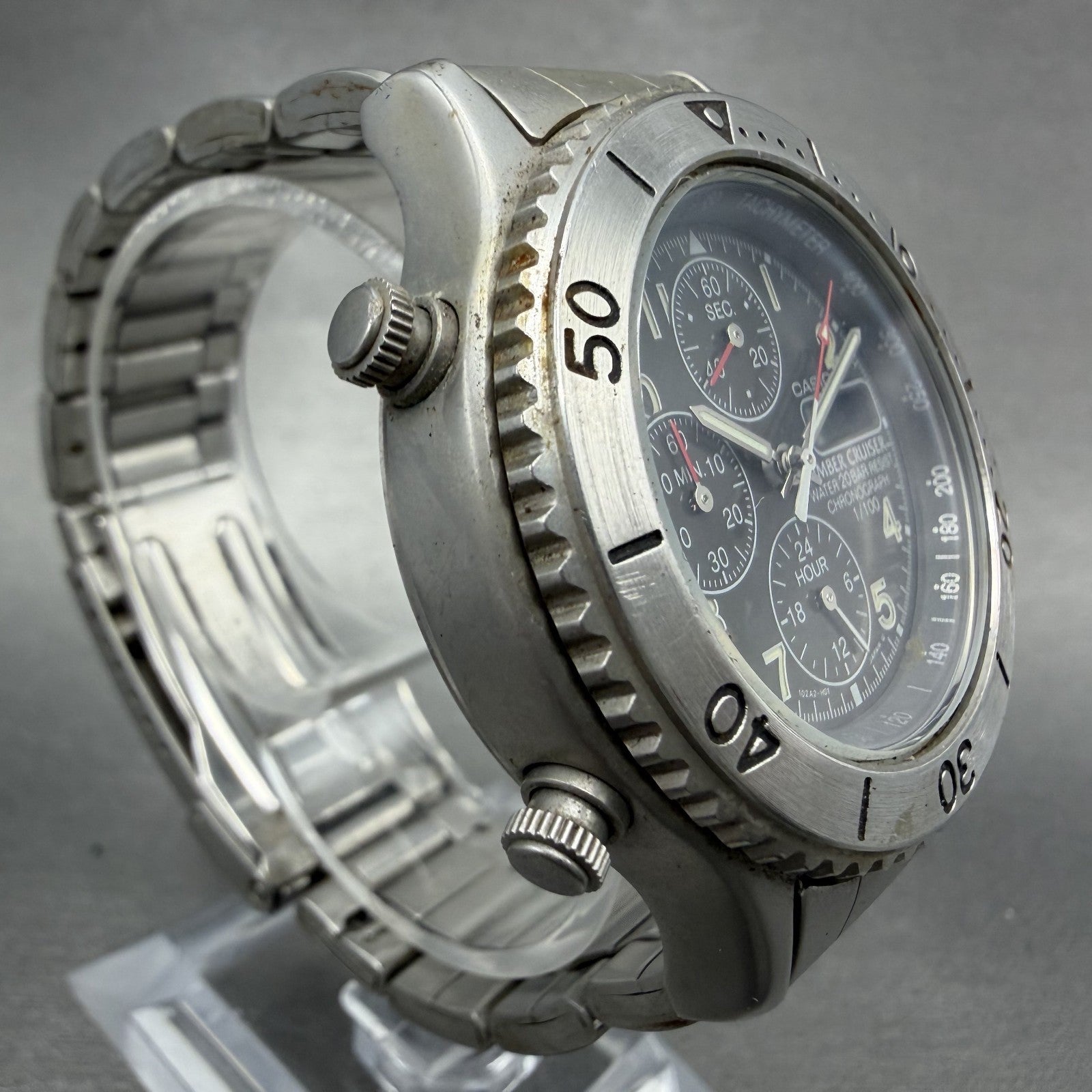 Casio Timber Cruiser Watch Men 41mm Gray Dial Steel Analog Digital TIC104 Newbat3