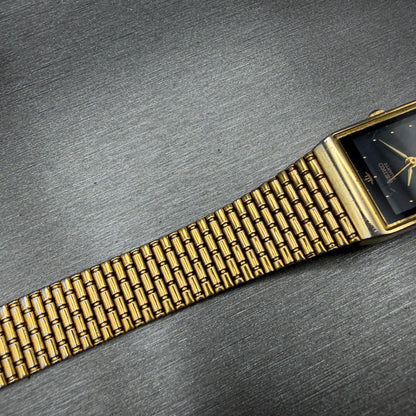 Seiko Galaxy Tank Watch Women 19mm Black Dial Gold Tone PARTS!! 2Y01-5C40 NewBat6