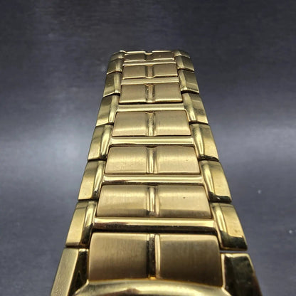 Citizen Eco-Drive Tank Watch Men 31mm Black Dial Gold Date E111-S049369 Runs DG4