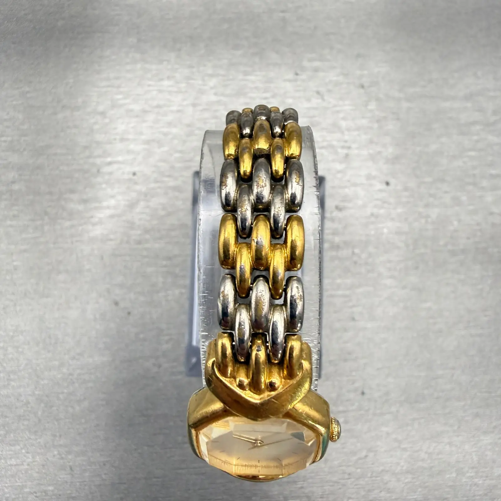 Seiko Watch Women 18mm White Dial Gold Tone Hexagon 4N00-6441 New Battery VTG4