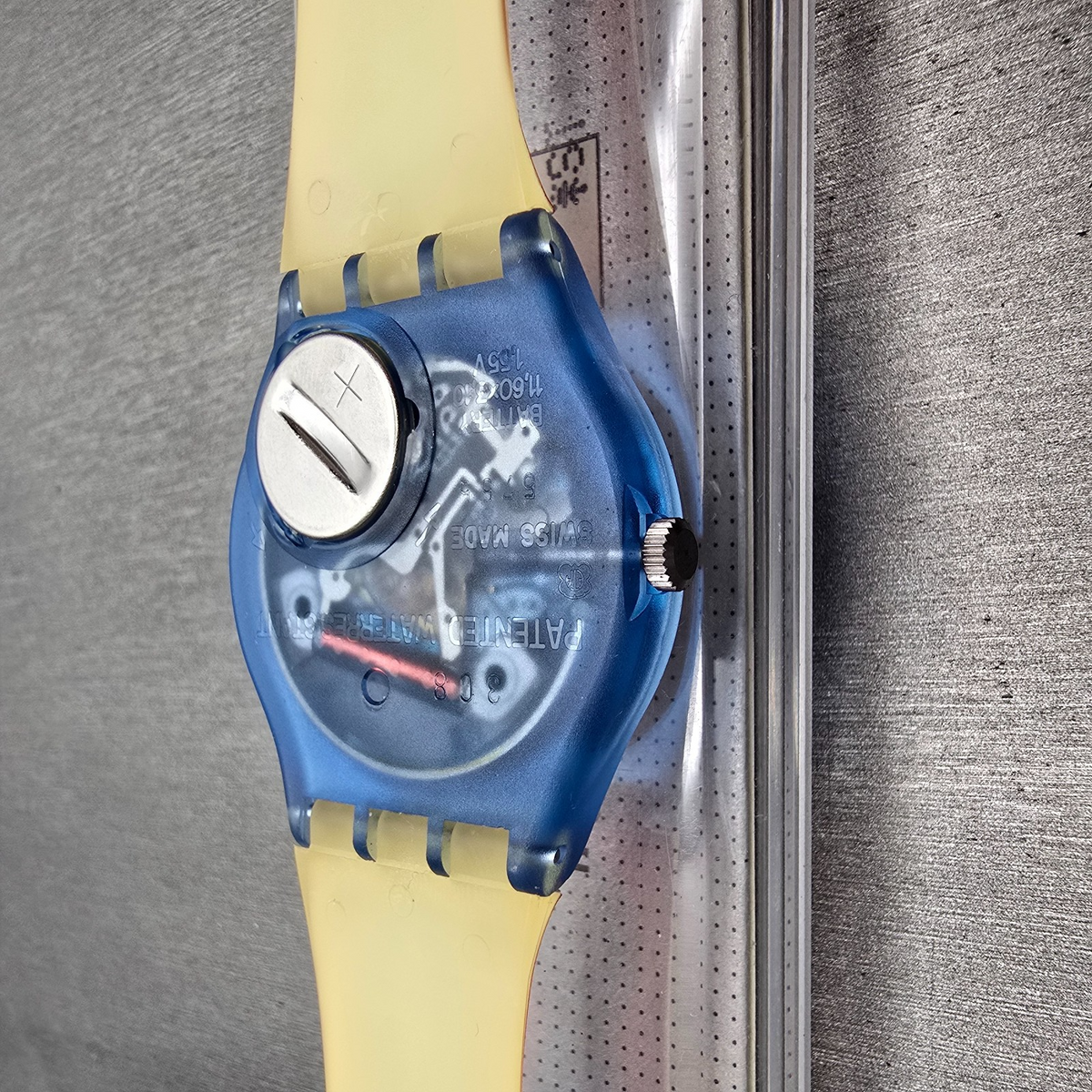 Swatch Paella Watch Men 34mm Orange Dial Blue Case GN129 New Battery NOS12