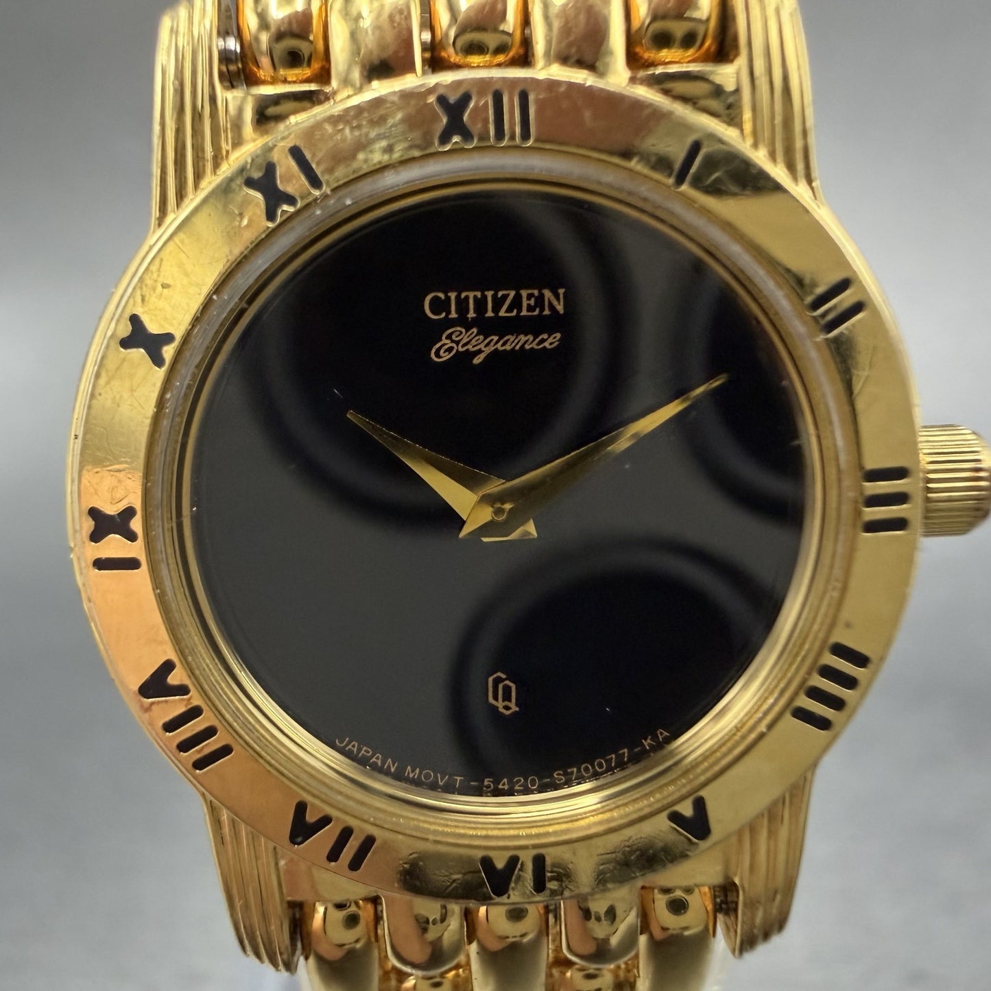 Citizen Elegance Watch Women 22mm Black Dial Gold Tone Round 5420-S26003 Newbat1