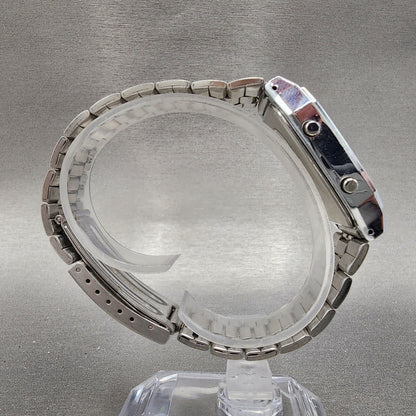 Citizen Analog Digital Watch Men 32mm Silver Dial Silver Tone Rectangle New Batt