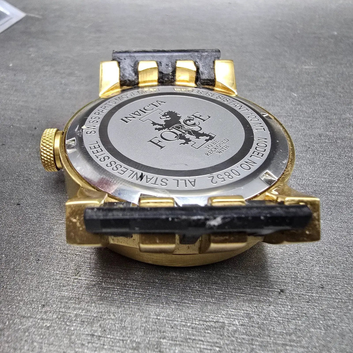 Invicta I Force Watch Men 46mm Black Dial Gold Tone Date Round 0852 New Batt8