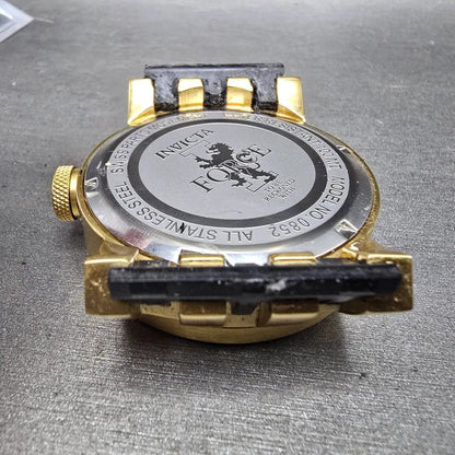 Invicta I Force Watch Men 46mm Black Dial Gold Tone Date Round 0852 New Batt8