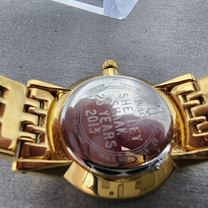 Bulova Watch Women 27mm Silver Dial Gold Tone Round 97L116 New Battery9