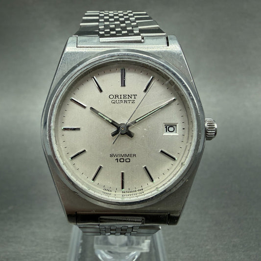 Orient Swimmer Watch Unisex 32mm Silver Dial Silver Tone Date Round New Battery0