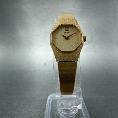 Seiko Watch Women 18mm Champagne Dial Gold Tone 1400-8019 New Battery Vintage5